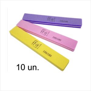 Kit 10 unidades lixa banana polidora reta 100/180 Fan Nails