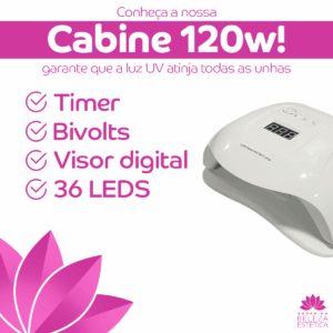 Cabine de LedUV Estufa Fan Nails Unhas Gel 36 LEDs 120W Bivolts